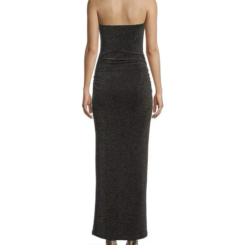 NWT Gianni Bini GB PROM Evening Formal‎ Gala Dress Black Silver Strapless Size M